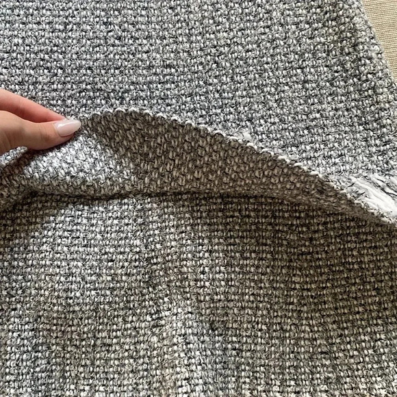 Anthropologie Maeve Tweed A Line Fringe Knit High Waist Mini Skirt Gray White XS - Picture 4 of 10